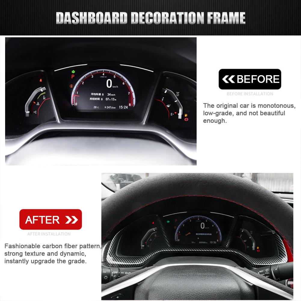 Inel Decorativ Cadru Bord Mașină pentru Honda Civic 10th 2016-2018 Fibră de Carbon