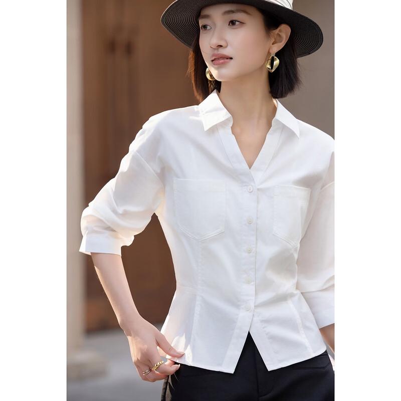 Demana Women s Cloud Oxygen Cotton Polo Collar Waist-Cinching Shirt L