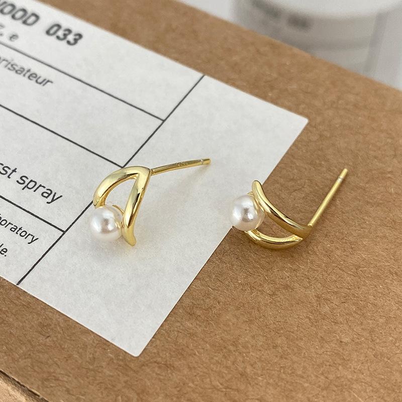 

Серьги с жемчугом в форме буквы С, модные французские ретро-серьги для женщин