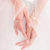 Elegant Girls Wedding Mesh Elbow Length Long Lace Bow Gloves Ruffle Bridal Mittens White Gloves