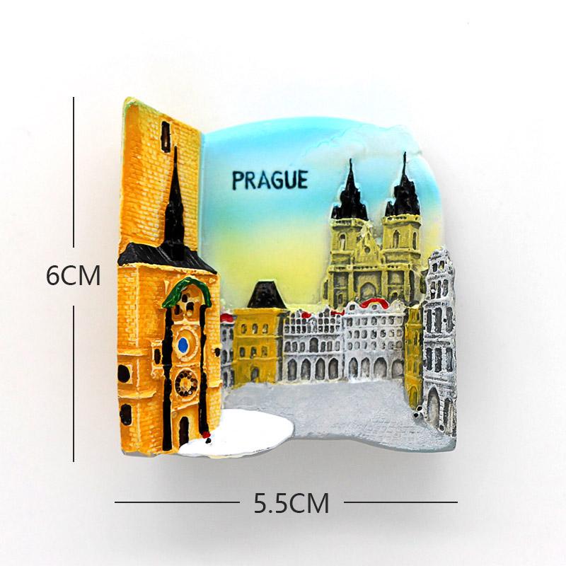 Magnetic Refrigerator Paste Resin Building Souvenir Tourists Prague Square Bhutan Santiago Chile Fridge Magnets Room Decoration