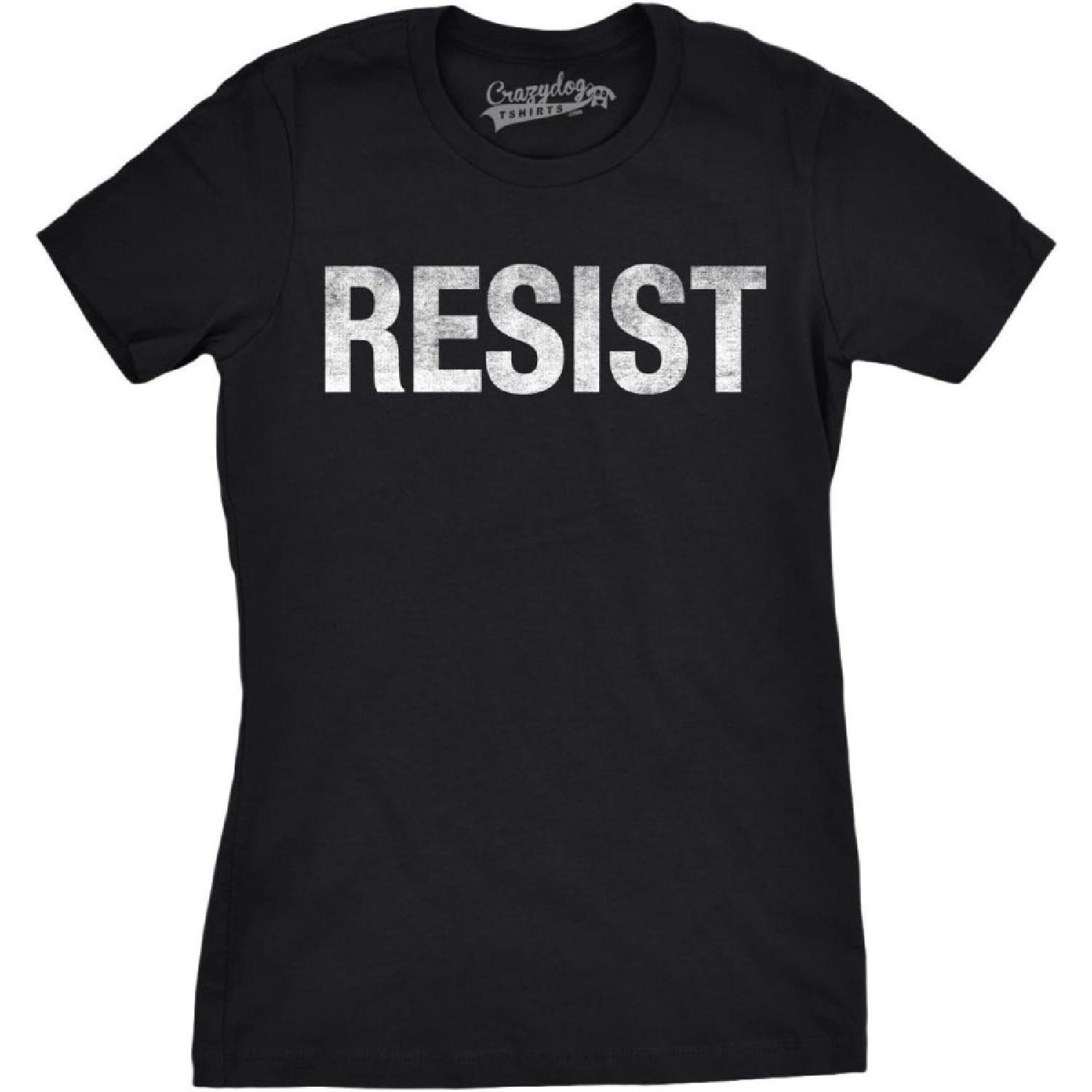 Womens Resist T Shirts Political Anti Authority Protest Tees Rebel Rally March Tee S