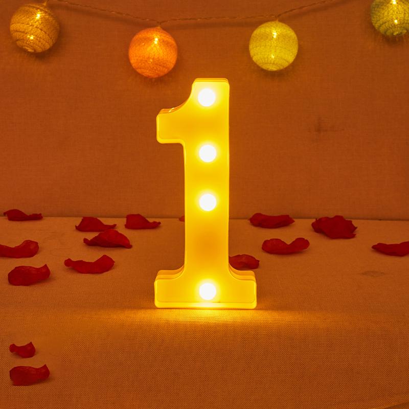 Alphabet Letter LED Lights Luminous Number Lamp Decor Battery Night Light for Home Wedding Birthday Christmas Party Decoration KTY