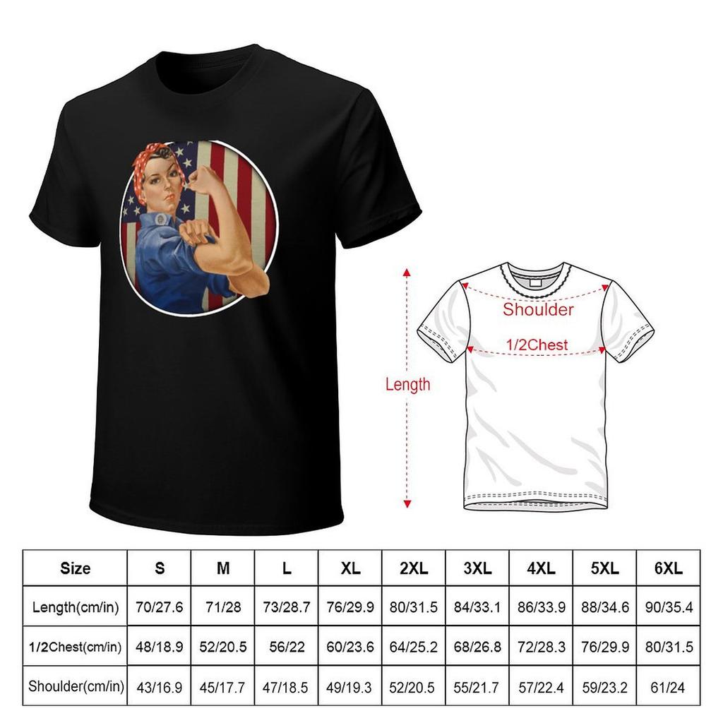 Rosie the Riveter USA Flag TShirt Korean Fashion Luxury Tshirt Affliction Shirts Mens Tshirt