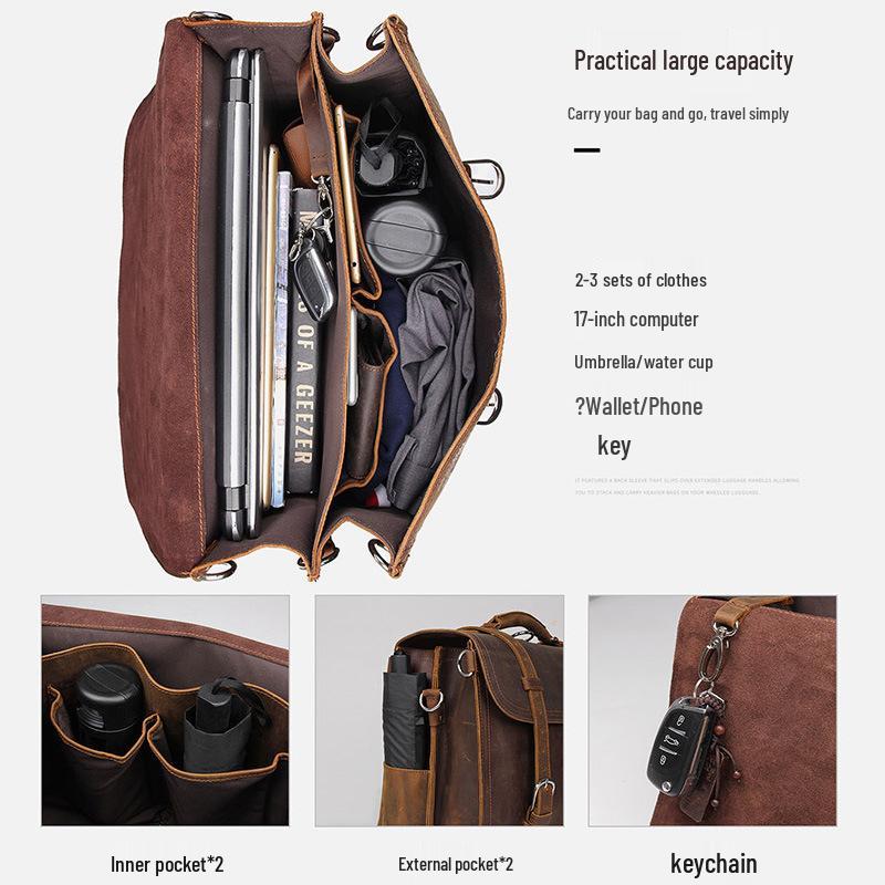 Jiameda Men's European & American Style Briefcase Handbag Crossbody Backpack