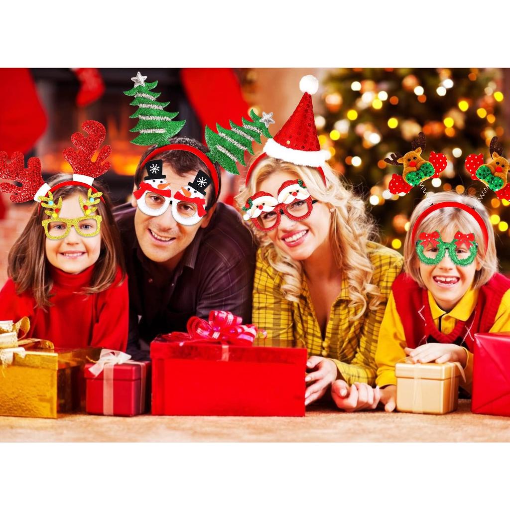 Augsion Christmas Headband, Reindeer, Santa, Christmas Tree Headband, Hair Ornament, Photo Prop, Christmas Party Decoration, Accessory, Cosplay (SET1)