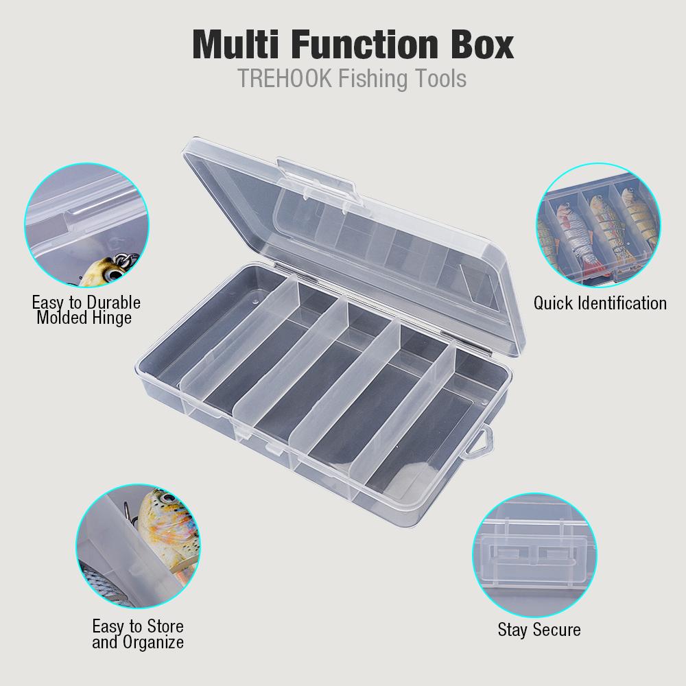 Super Sturdy 5-Compartments Fishing Tackle Storage Box 4 Sizes Portable Organizer Boxes For Fishing Hooks/Baits/Goods