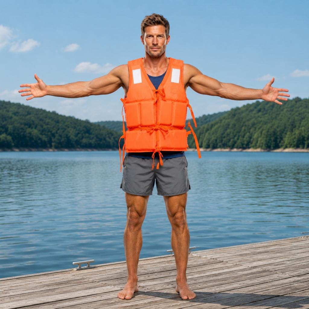 Life Jacket Safety Vest Adjustable Buoyancy Aid Vest for Fishing Swimming Water Reservoir Rescue and Disaster Relief Use