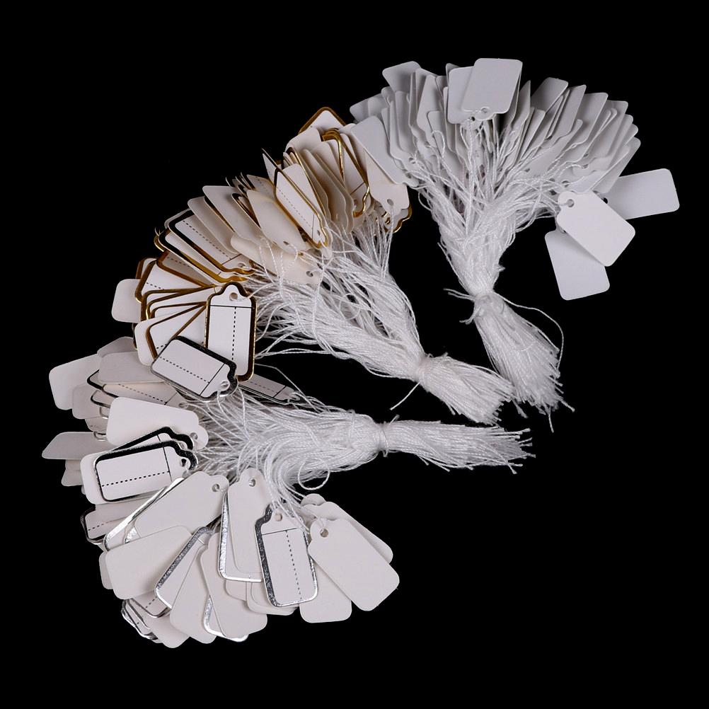 100X Etichete Snur de cravată Înșirate Preț Bilete Bijuterii Ceas Îmbrăcăminte Etichete de afișare