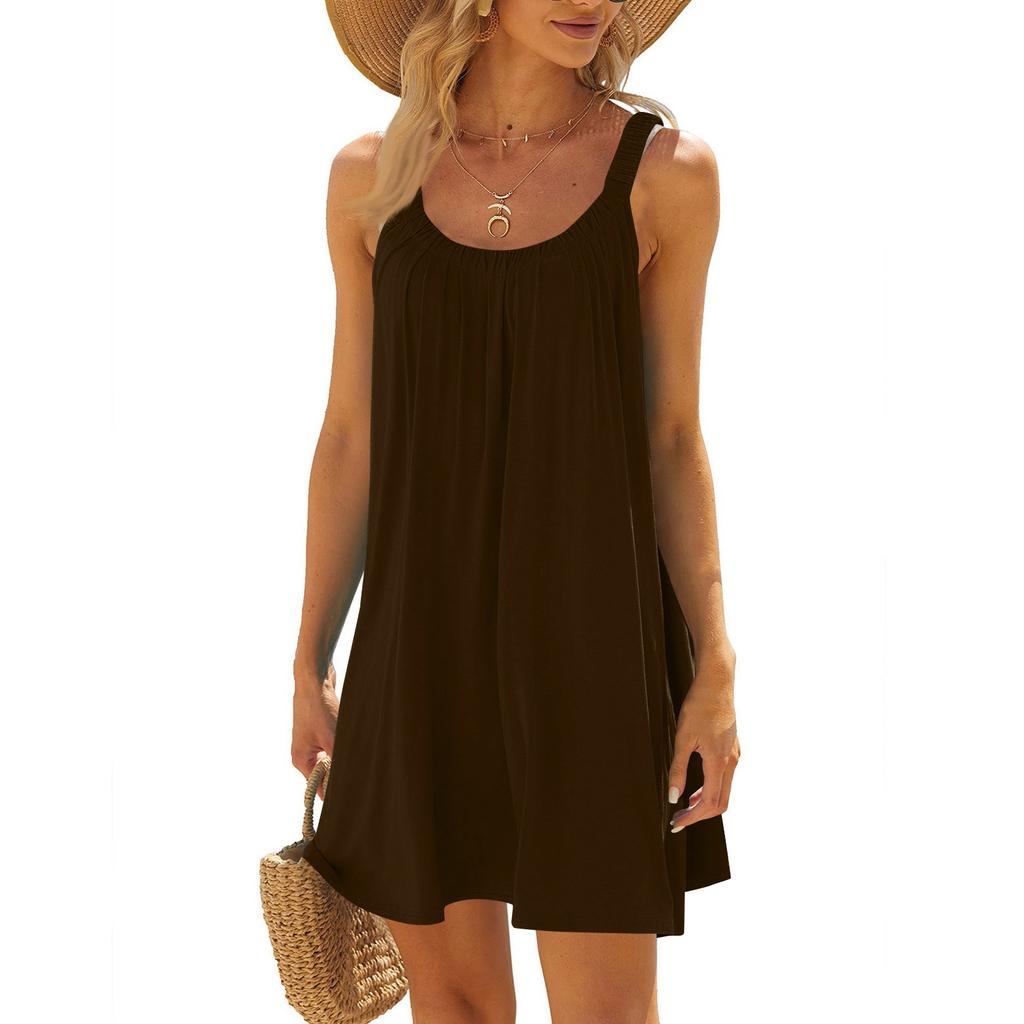 Ladies' Casual Loose Sleeveless U-neck Dress