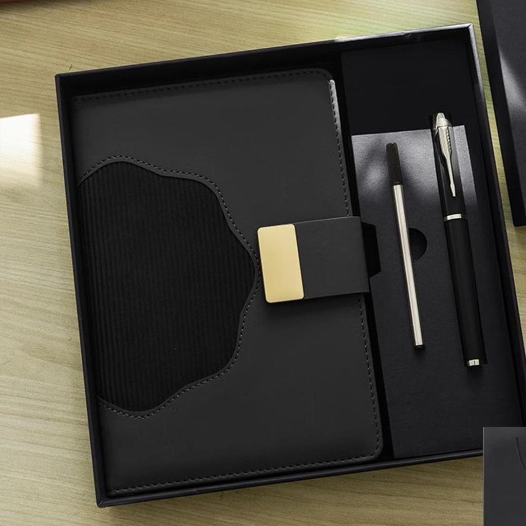 A5 Thick Leather Notebook, Buckle Business Notepad, Meeting Record Book, Travel Log, Student Diary, Excerpt Book, 100 sheets 200 pages