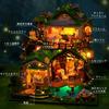 moin moin Dollhouse Miniature DIY Kit Set Scale Beginner Fairy Tale Forest Villa Magic Nursery Rhyme Large Diorama Treehouse Green Animal LED Light