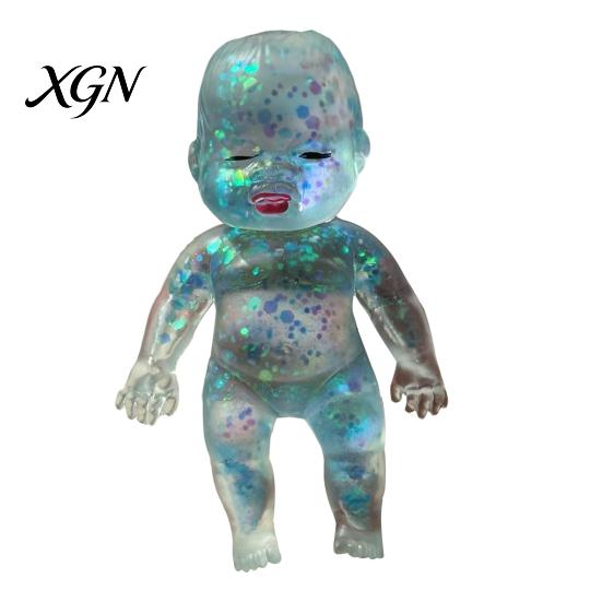 Portable Stress Ball Glitter Babies Relief Toy, Clear Baby Doll Squeeze Soft Stretchy Gadget Fidget Relaxing Gift for Adults Kids, Party Favors