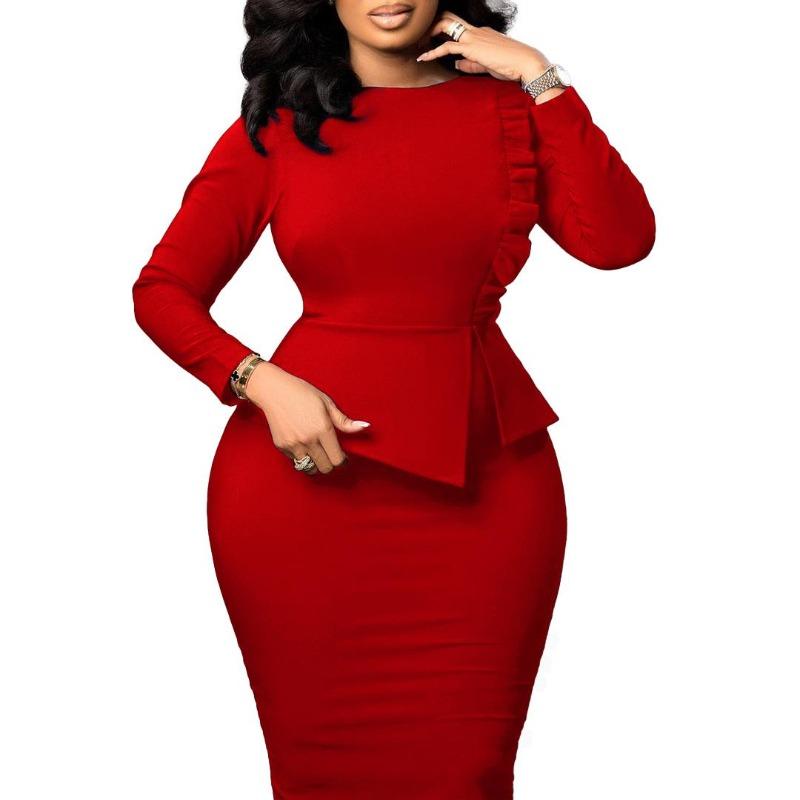 Frühling und Herbst Damenkleid Temperament schlanker Bleistiftrock Modepaket Hüfte große Kleider