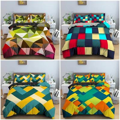 Parure de lit housse de couette géométrie colorée pour chambre à coucher imprimée en 3D housses de couette de luxe avec taie d'oreiller taille king queen twin