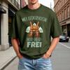 Men's Summer Short Sleeve T-Shirt Crew Neck Casual Comfortable Lightweight Tee with Oktoberfest Inspired Print Suitable for Everyday Wear