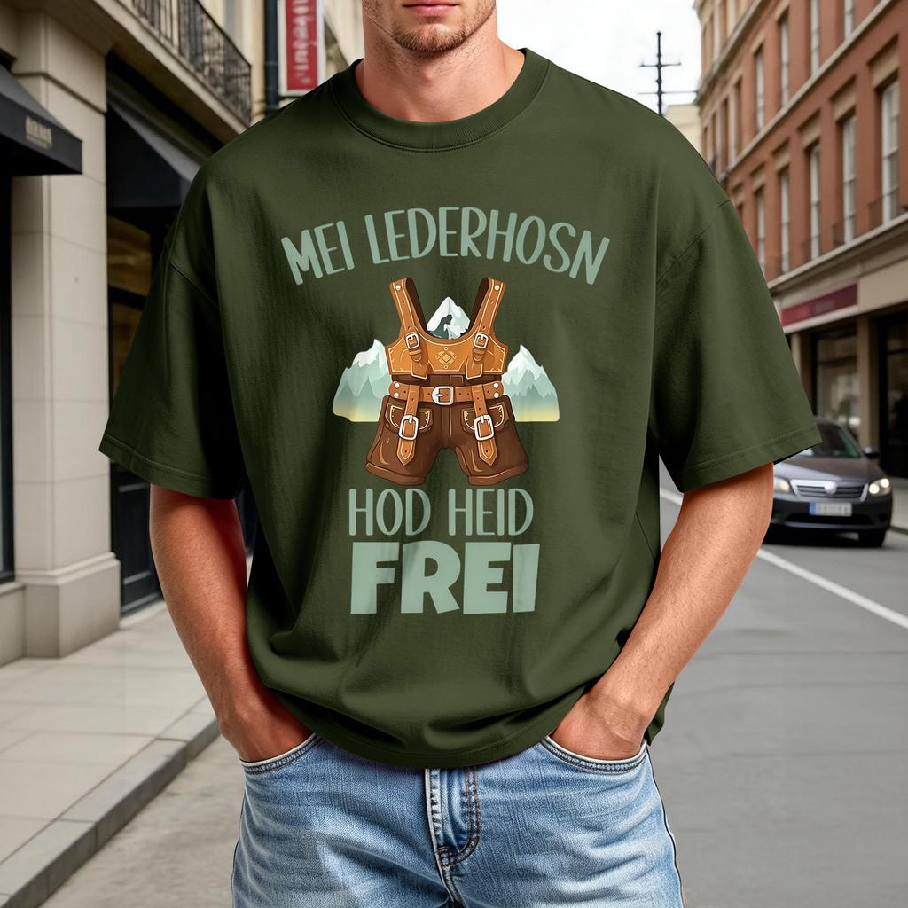 Men's Summer Short Sleeve T-Shirt Crew Neck Casual Comfortable Lightweight Tee with Oktoberfest Inspired Print Suitable for Everyday Wear