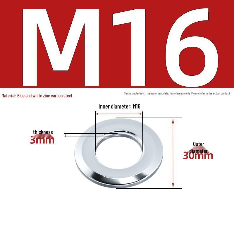 Chamfered Flat Washer 304 Stainless Steel, Blue-White Zinc, Black Zinc, GB97.2, Shim M5 M8 M16