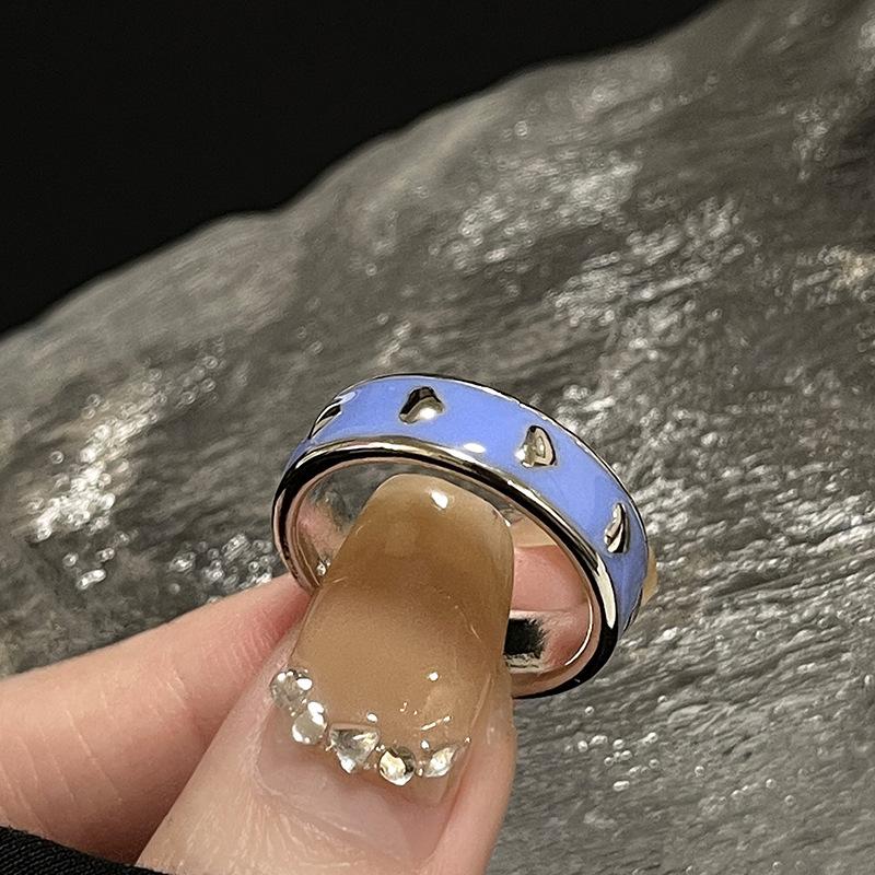 Niche Design Sense Of Love Enamel Zircon Light Luxury Personality High Sense Stacked Wearing Open Ring Woman