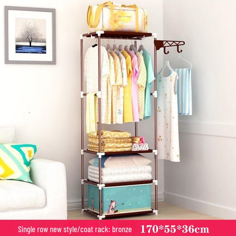 Multifunctional Metal Coat Rack - Bold Floor-Standing Design for Bedroom Use
