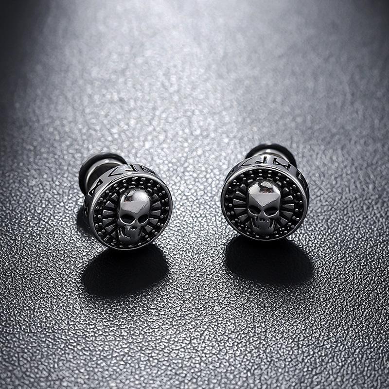 1 Pair New Style Gothic Dumbbell Stud Earrings For Men/Women Stainless Steel Punk Piercing Jewelry