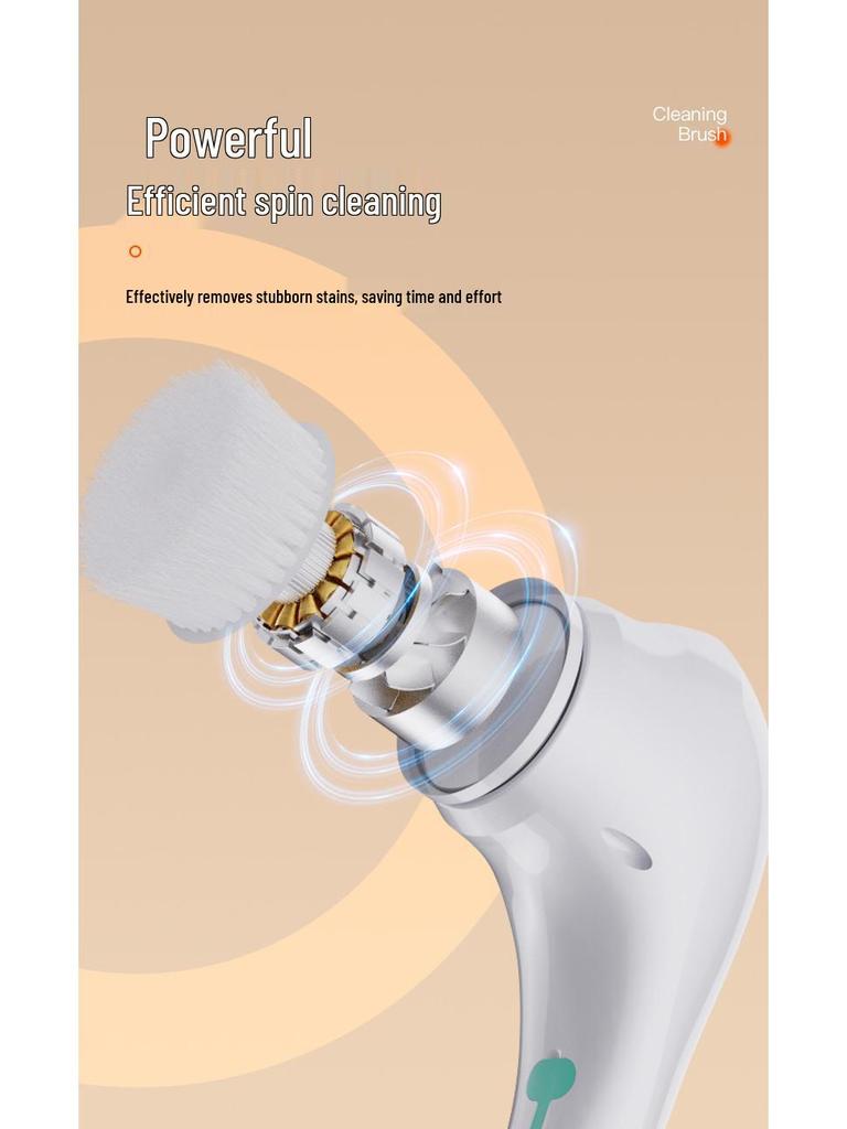 Wireless Handheld Multifunctional Cleaning Brush with 5 Replacement Heads for Kitchen Pots and Pans