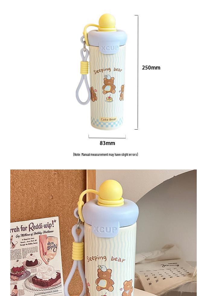 316 Stainless Steel Insulated Water Cup with Floating Ball, Large-Capacity, Portable, Cute Design with Lanyard