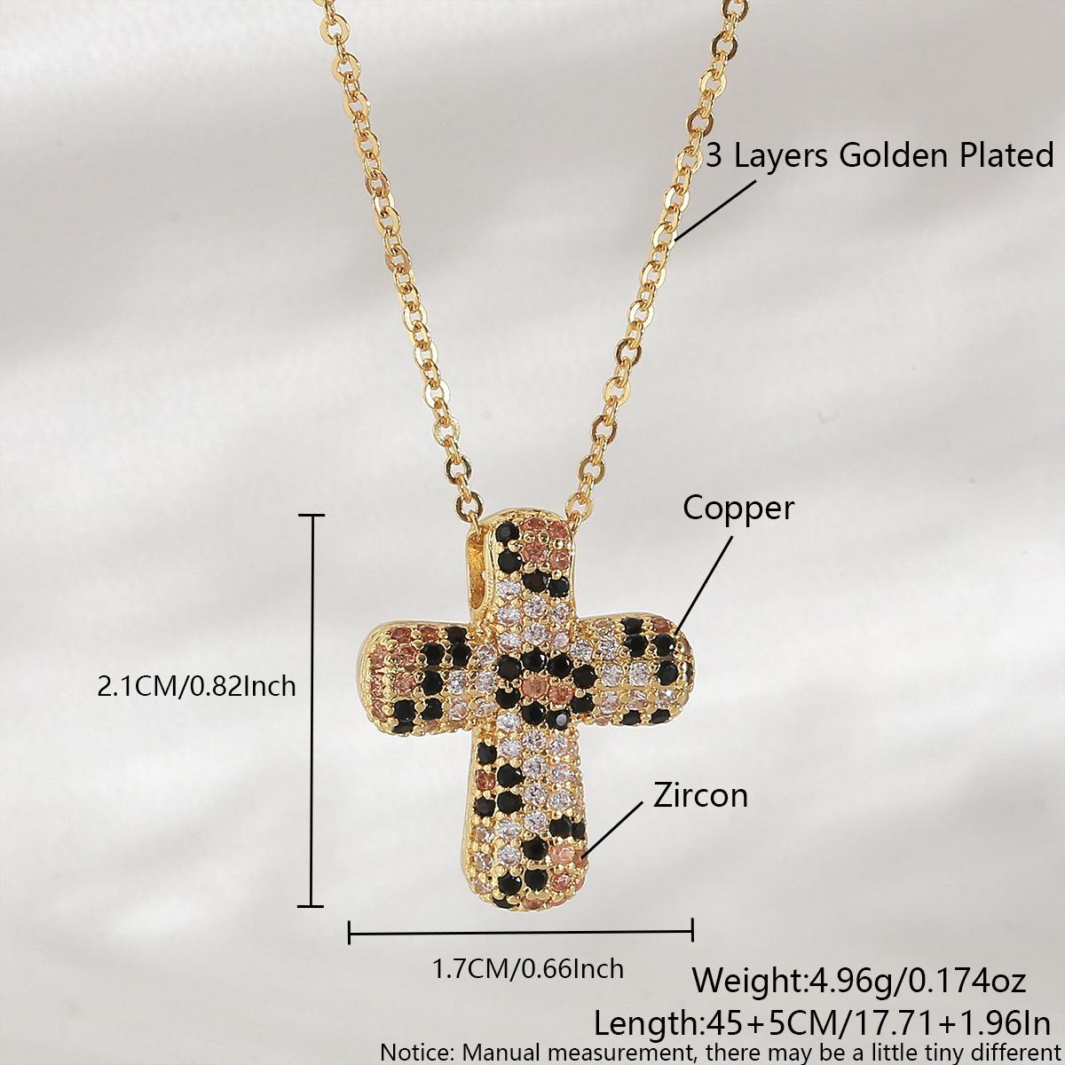 

Leopard Print Snake Print Chubby Cross Pendant Necklace - Personalized Collar Chain for Women NAE01-4