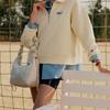 New Champion Fabric Shoulder Bag Unisex Black/Milk White/Medium Blue Denim U5AACPU32