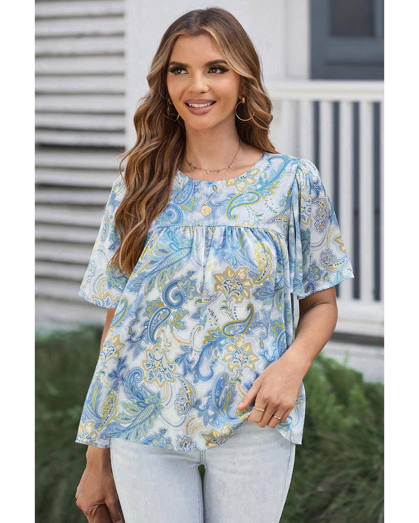 Azura Exchange Bluză cu mâneci largi și imprimeu Paisley