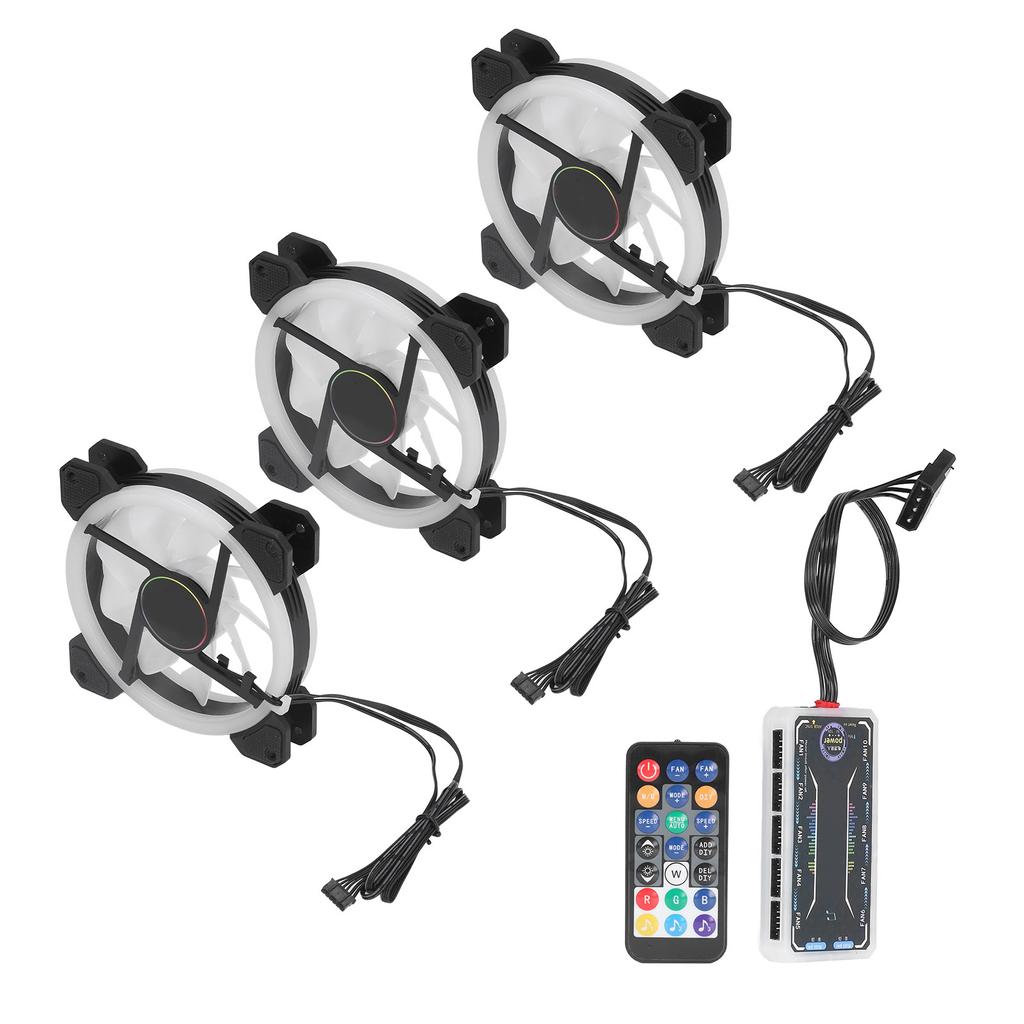 3Pcs RGB Case Fan 120mm Super Quiet RGB Multiple Light Modes Shockproof Design PC Case Fans with Controller Screws