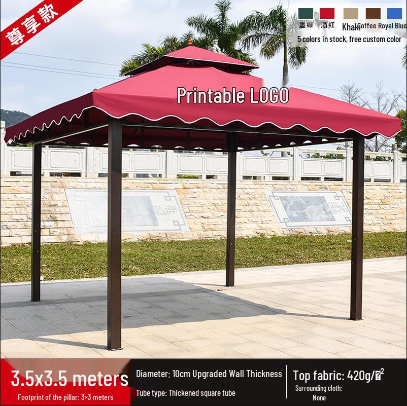 Wrought Iron Outdoor Gazebo Pavilion Canopy for Courtyard, Balcony & Rooftop Garden – Sunshade & Rain Shelter