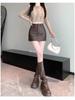 Women's 2024 PU Leather Black Midi Skirt - High Waist, Bodycon, A-Line, Sexy, Slimming, Autumn/Winter Collection