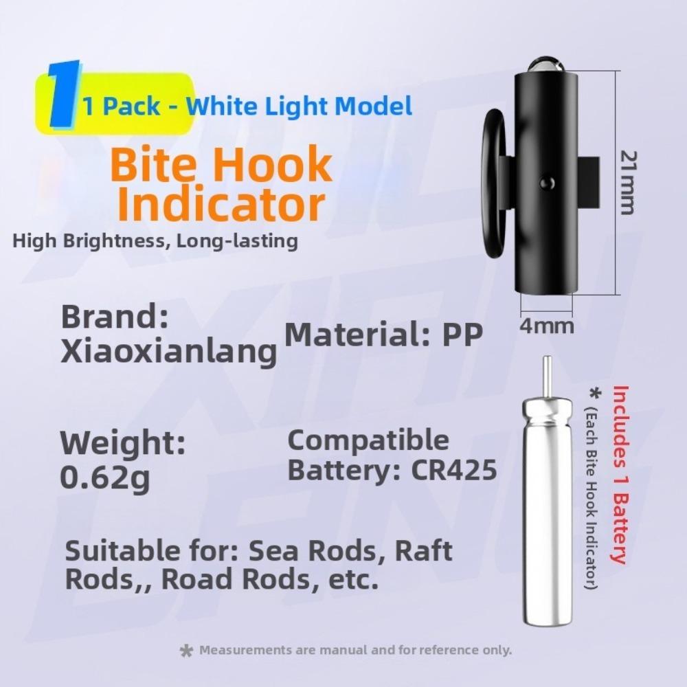 10pcs Portable Fishing Bite Alarm Clip-On Design Portable Fishing Alarm  Freshwater Fishing 2pcs-White Light