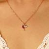 Dainty Hummingbird Pendant Necklace Colorful Stone Accent Bird Charm Necklace for Women