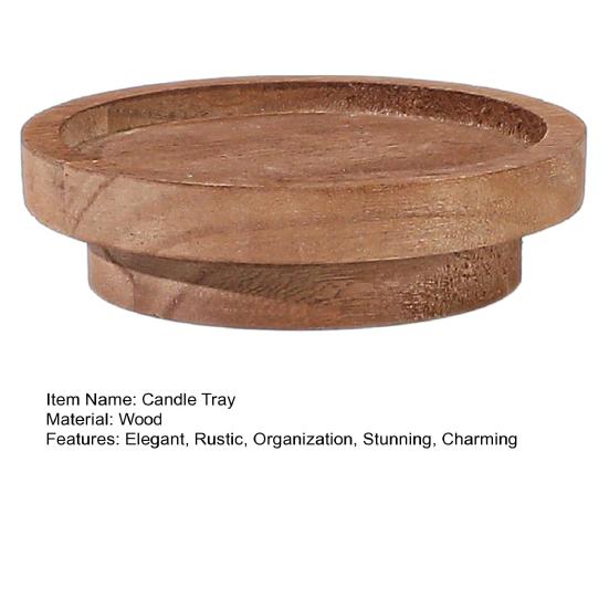 Candle Holder Tray, Round Wood Decorative Candle Plate, Rustic Tealight Pillar Candle Tray for Farmhouse, Kitchen, Coffee Table Decor