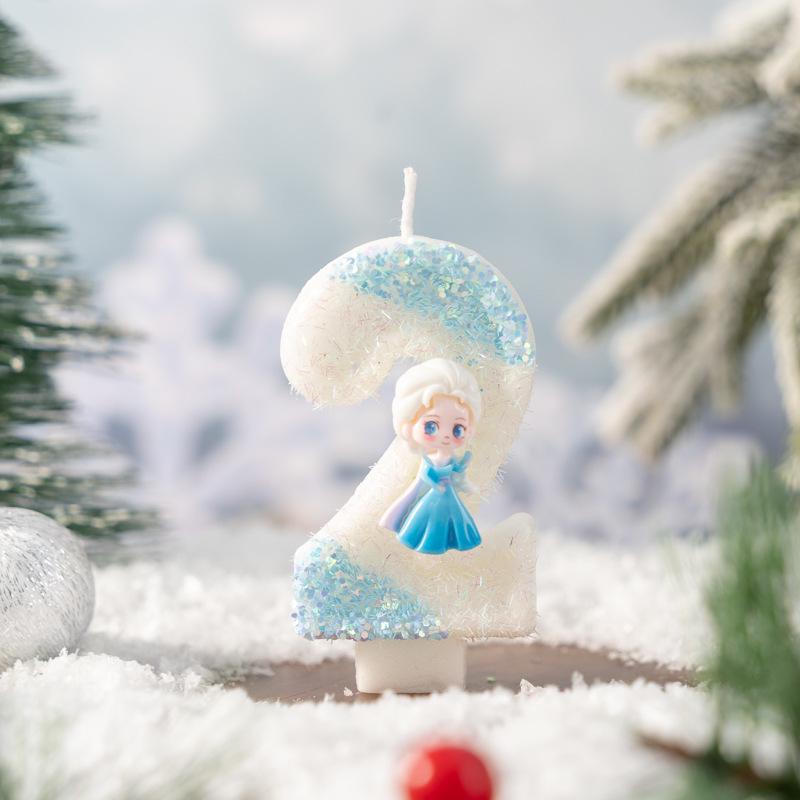 Charming Cartoon Princess Number Candles 0-9 for Christmas Decorations