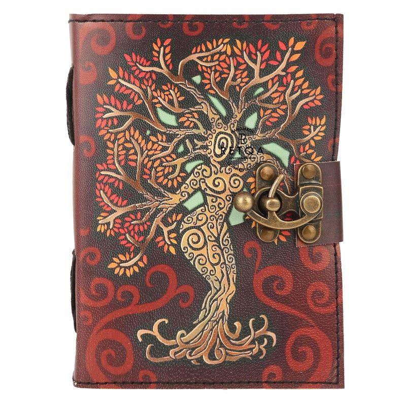Buy 1 Get 1 FREE - Handcrafted Leather Journal with Mother of Earth Design - Vintage Spell Book, Sketchbook, or Diary