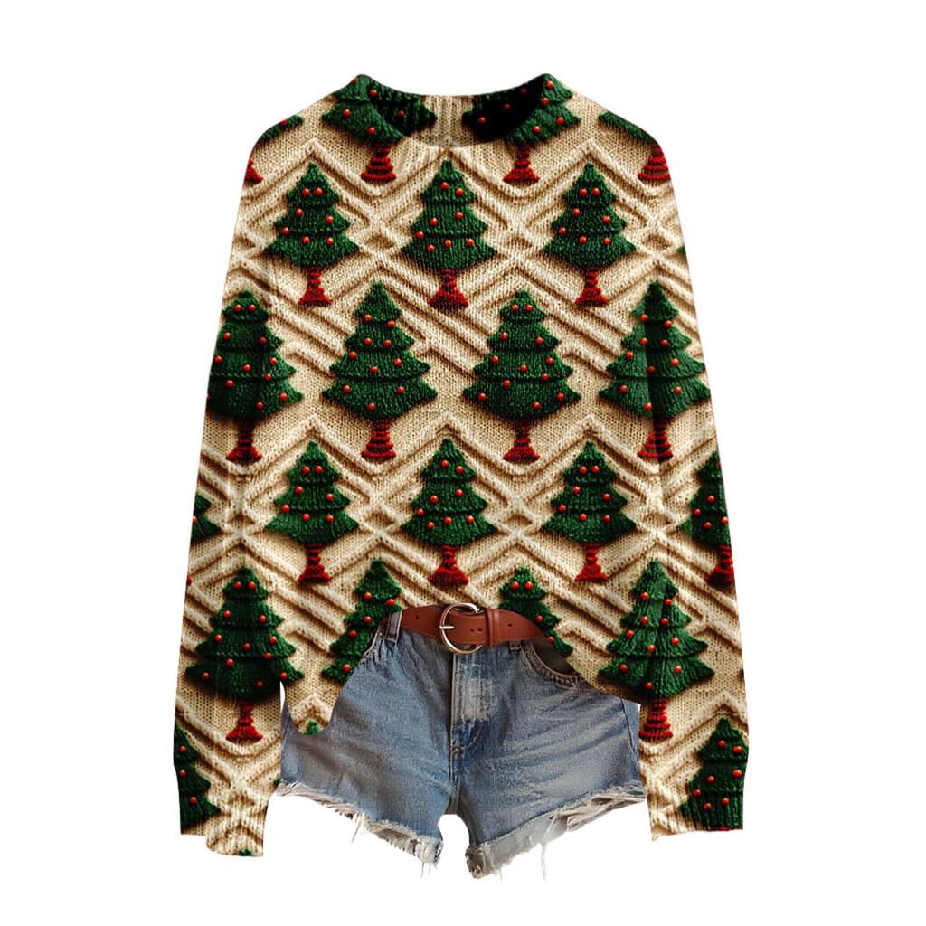 Women's Funny Women's Christmas Sweater R-Neck Christmas Jumper Christmas Outfit Ugly Sweatshirt Christmas Costume
