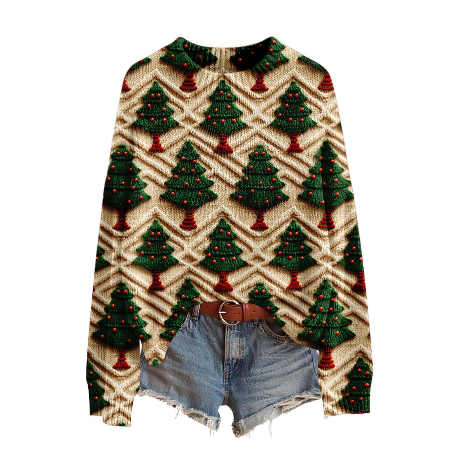 Women s Funny Women s Christmas Sweater R-Neck Christmas Jumper Christmas Outfit Ugly Sweatshirt Christmas Costume L