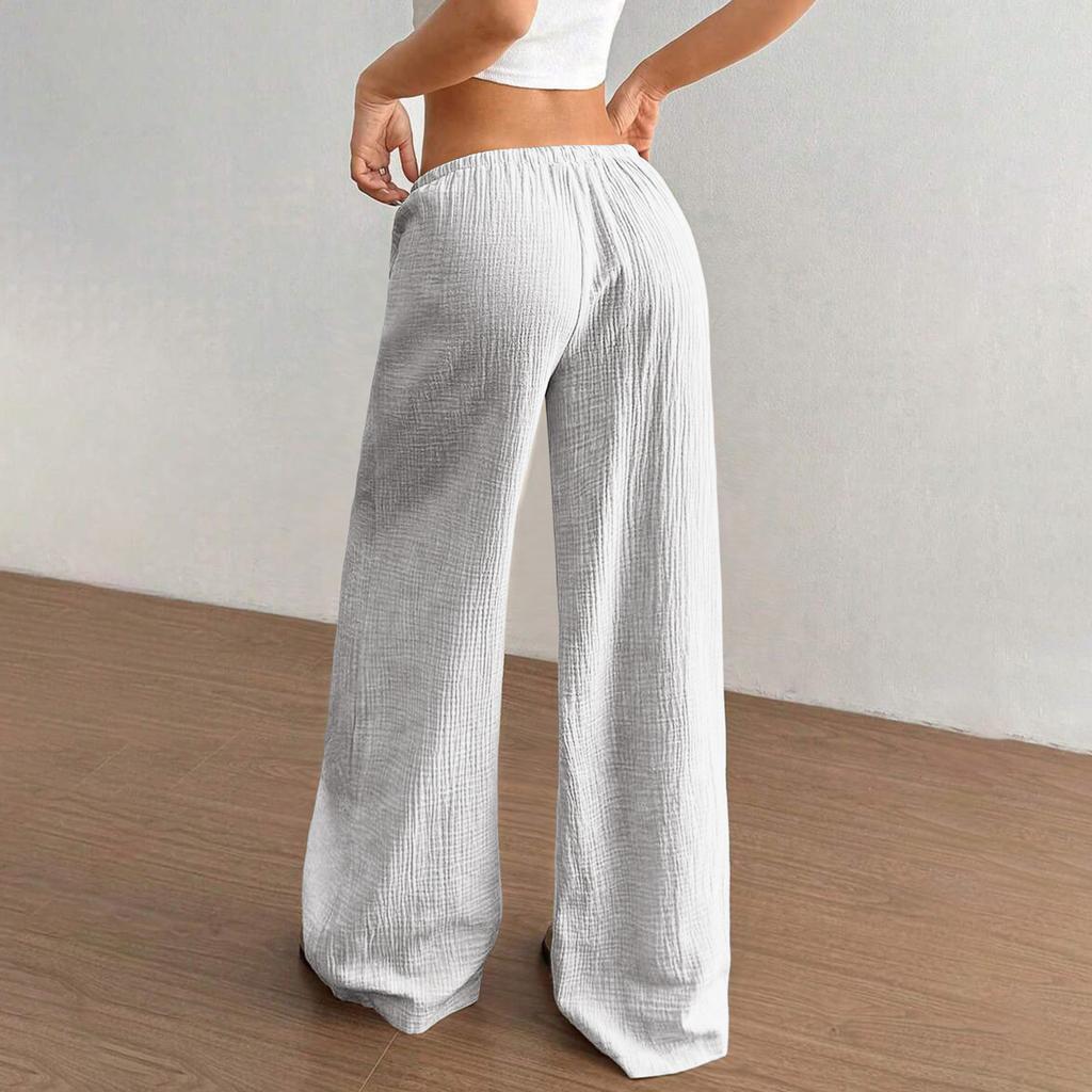 Women’s Casual Wide Leg Pants Loose Fit Drawstring Waist Lightweight Trousers with Pockets for Everyday Wear