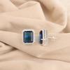 London Blue Topaz Gemstone 925 Stamped Silver Jewelry Zircon Stud Earrings 0.57" CZE-6-10