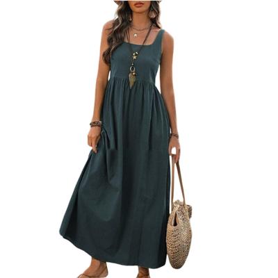 Women's Casual Long-length Sundress Summer Beach Dress Round Neck Sleeveless Loose Sundress