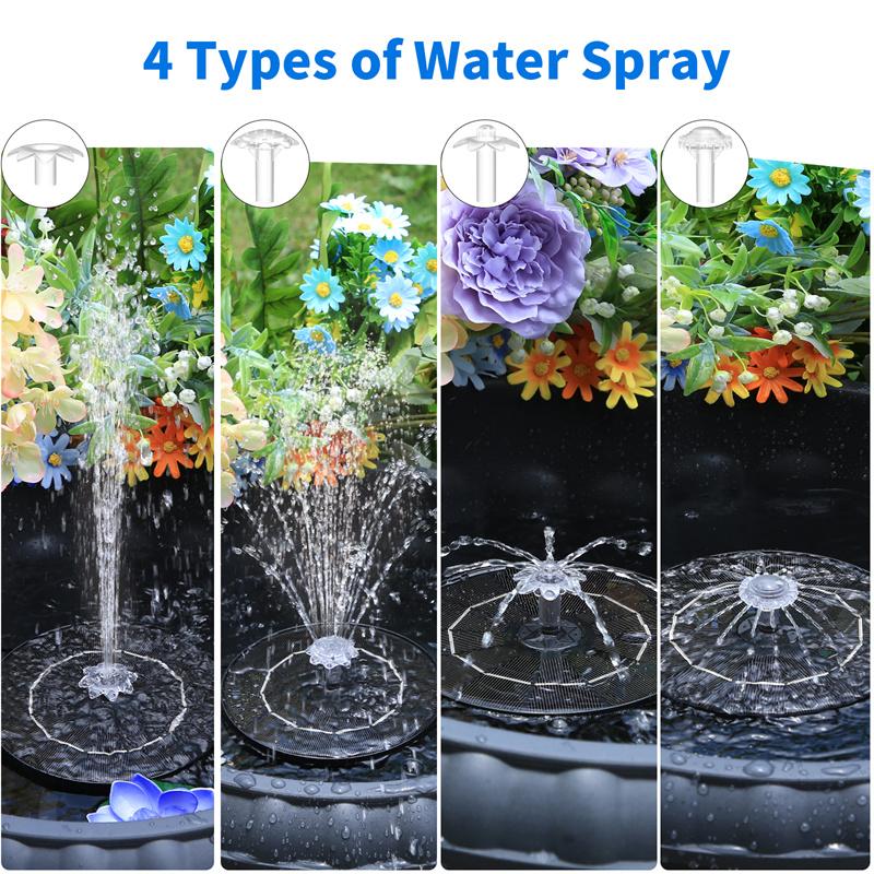 44pcs 3.5W Solar Fountain Pump, Water Feature Outdoor DIY Solar Bird Bath Fountain with Multiple Nozzles,for Garden Pool, Ponds