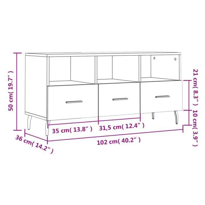 VidaXL Meuble TV noir 102x36x50 cm bois d'ingénierie 829053