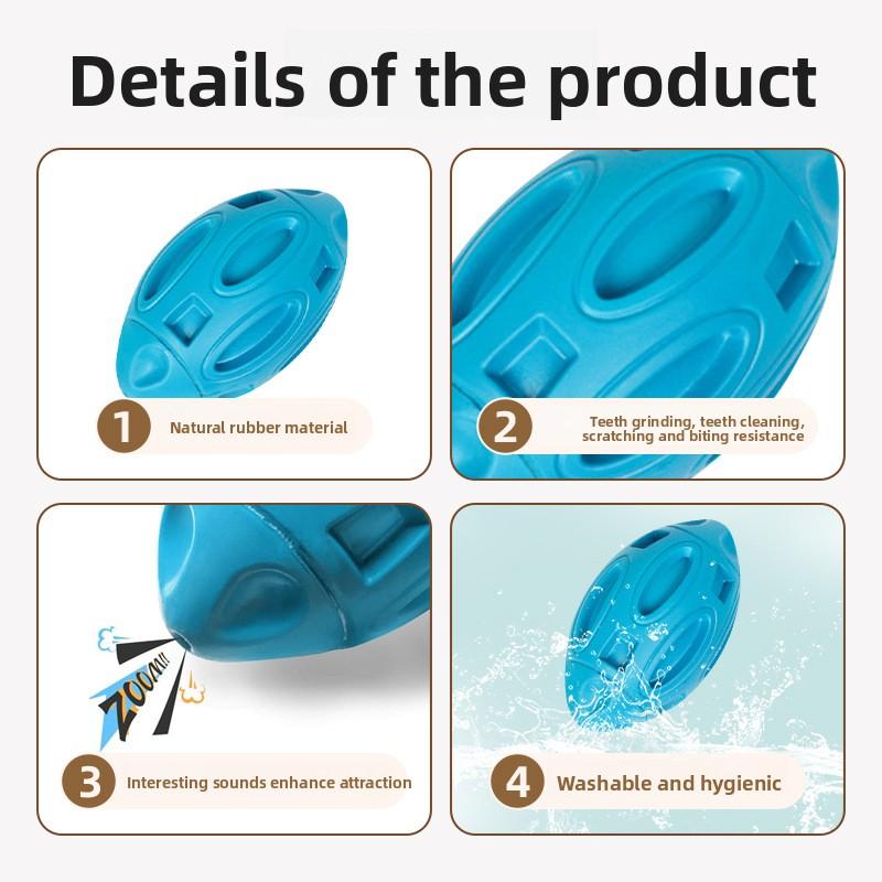 Rubber Sound-sounding Rugby Pet Ball, Teething and Chewable Dog Toy Ball