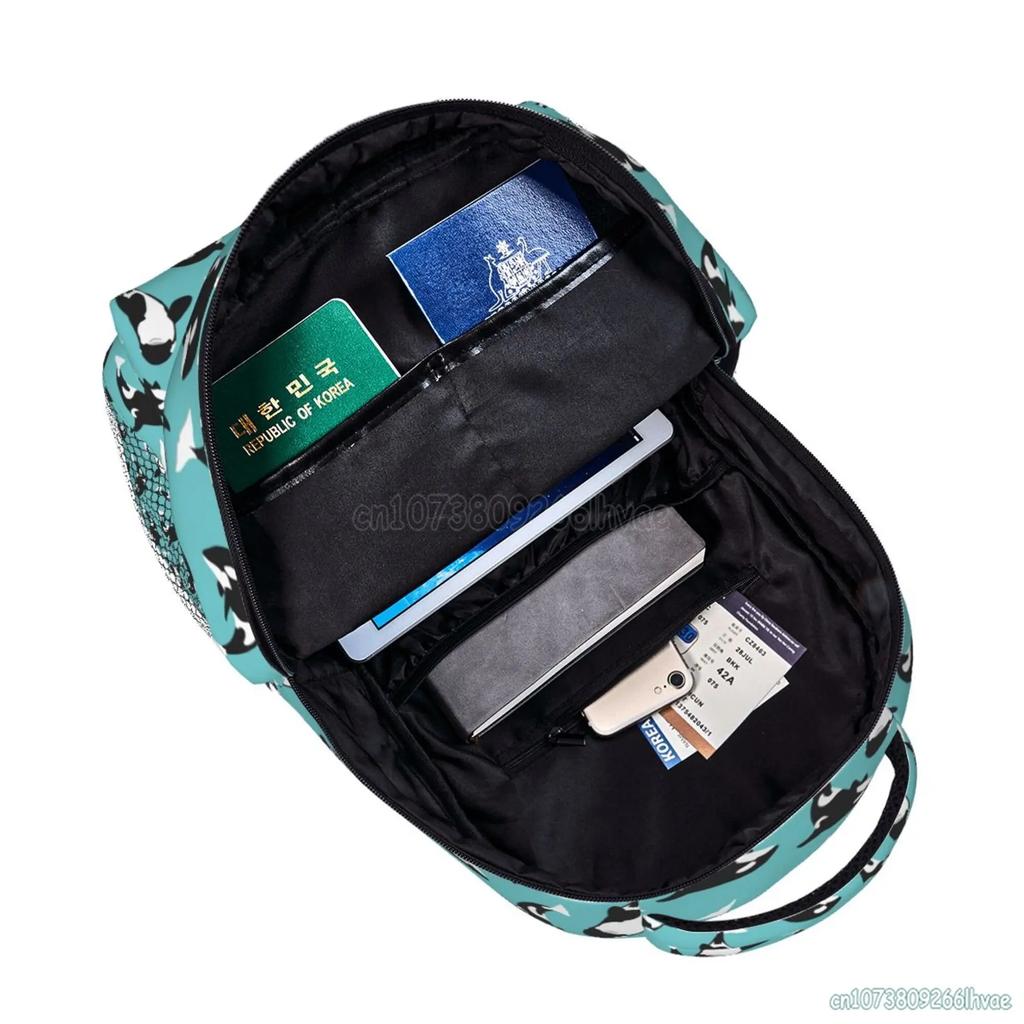 Killer Whale Orca Theme Travel Backpack for Women Men 15.6 Inch Durable Lightweight Student Book Bag Hiking Camping Daypack