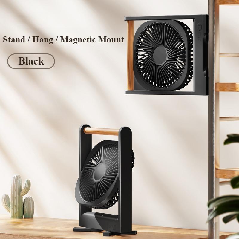

Eary Portable 3-in-1 Wall-Mounted Desktop Fan With Magnetic Base 4-Speeds Wind Adjustable Hang Mini USB Rechargeable Fan Slim чорний