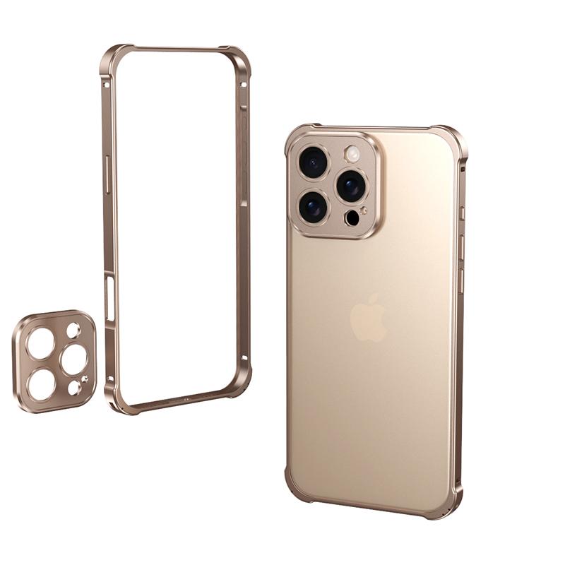 

Aluminium Frame Metal Bumper Hard Case for IPhone 16 15 14 13 Pro Max Plus 16Pro 15Pro ProMax Alloy Lens Protector Phone Cover iPhone 16 Pro золотий