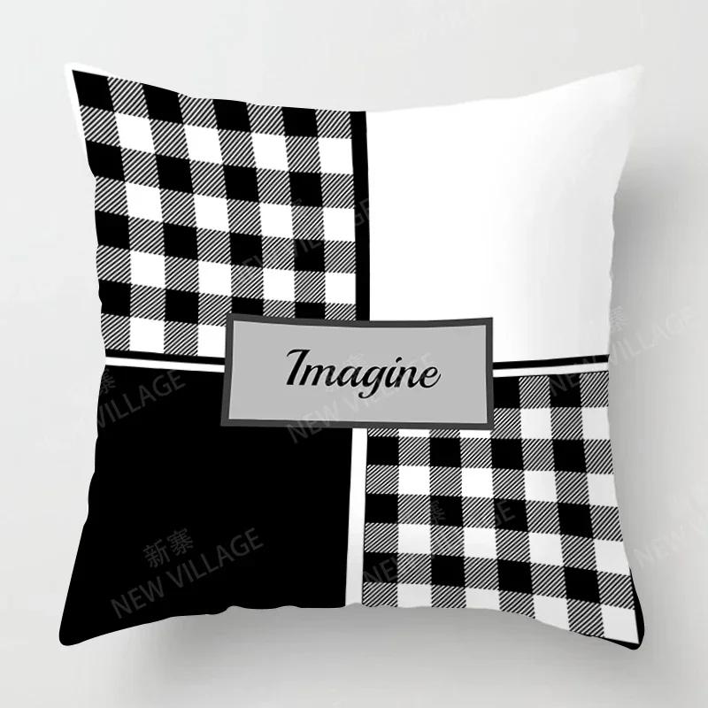 Modern Grau Schwarz Abstrakt Geometrisch Kissenbezug Heimdeko Kissenbezug Sofa Wurfkissenbezug 45x45 40x40